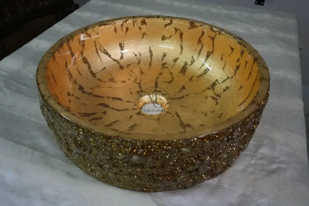 Diamond Luxury Handcrafted Gold & Crystal Washbasin